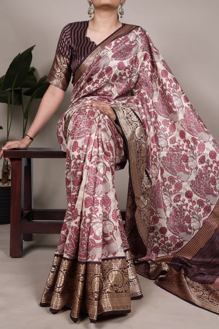 Tradition weaved in Tasar Saree SS759