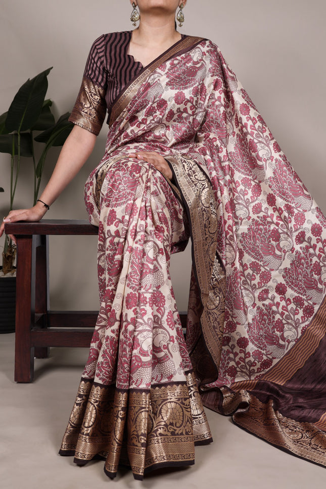 Tradition weaved in Tasar Saree SS759