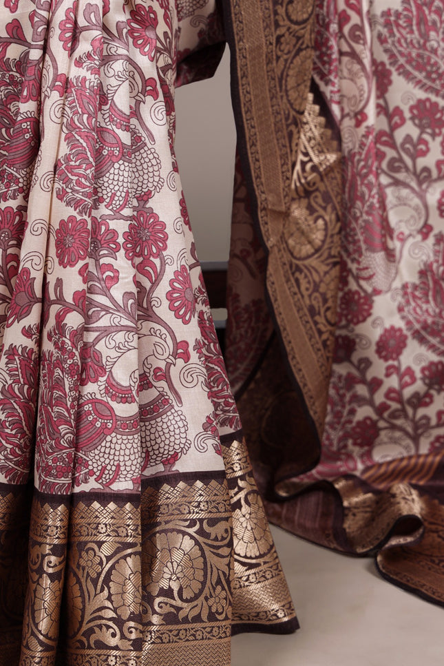 Tradition weaved in Tasar Saree SS759