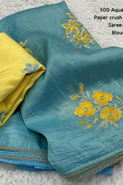 Soft paper crush saree SS771