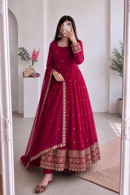Designer Party Wear Fandy Silk Gown SS770