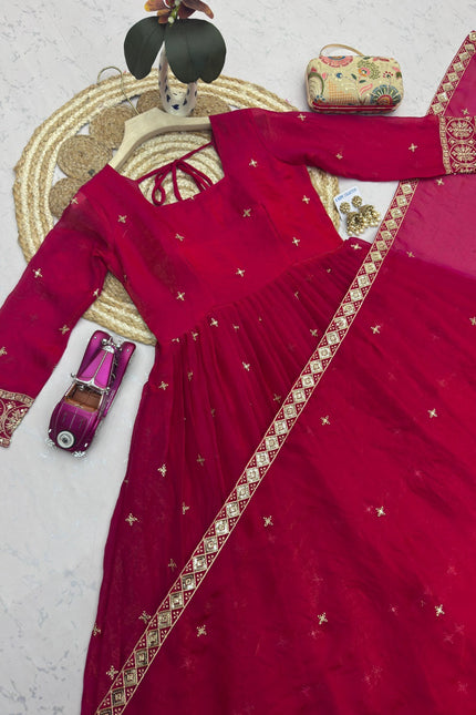 Designer Party Wear Fandy Silk Gown SS770