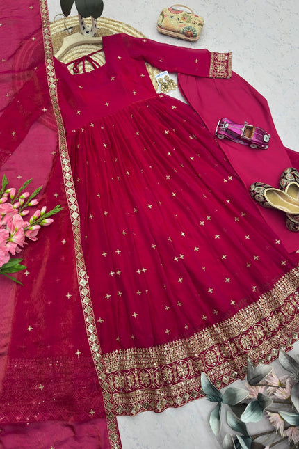 Designer Party Wear Fandy Silk Gown SS770