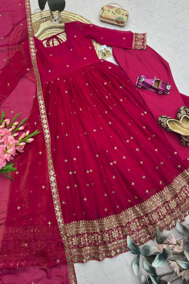 Designer Party Wear Fandy Silk Gown SS770