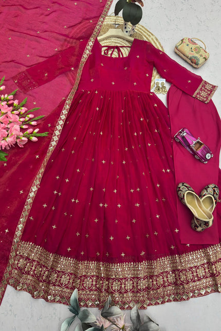 Designer Party Wear Fandy Silk Gown SS770