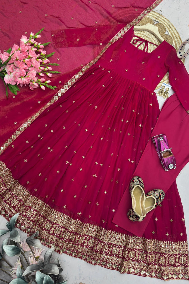 Designer Party Wear Fandy Silk Gown SS770