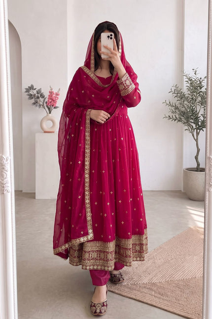 Designer Party Wear Fandy Silk Gown SS770