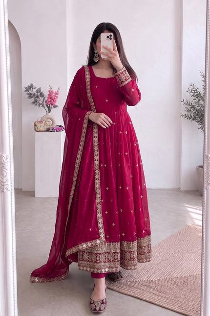 Designer Party Wear Fandy Silk Gown SS770