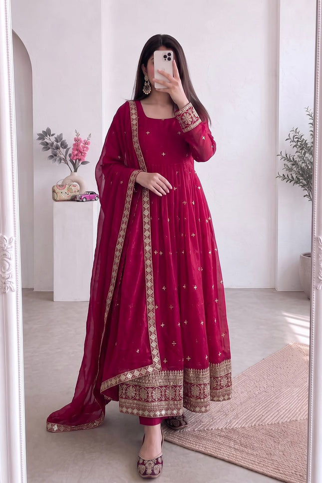 Designer Party Wear Fandy Silk Gown SS770