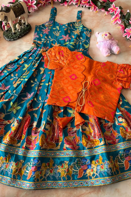 Beautiful position kids gown with coat SS781