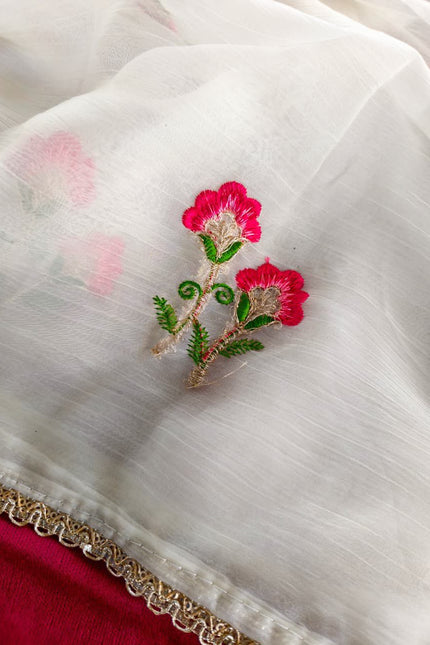 Pure chiffon saree  with flower buttis SS778