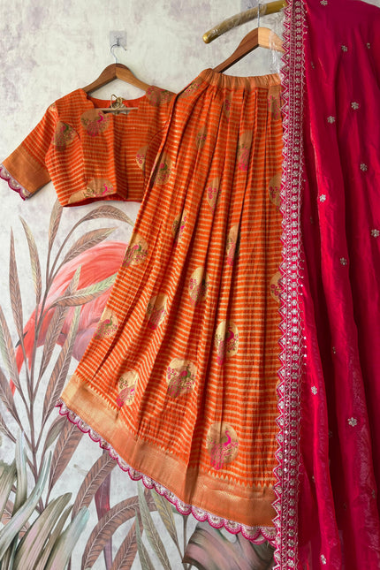 Peacock Theme Lehenga With Maggam work Duppta SS776
