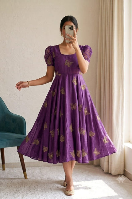 Trending Eye-catching Beads Sequance Work Gown SS774