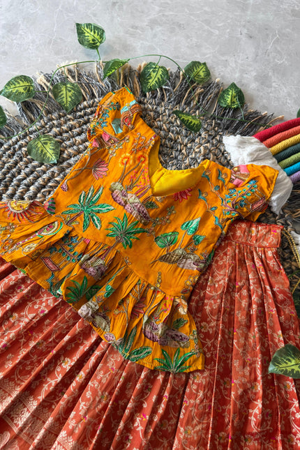 Soft Viscose tissue zari  Kids lehanga SS777