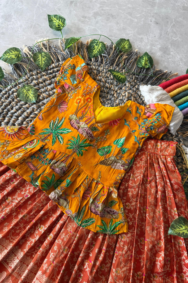 Soft Viscose tissue zari  Kids lehanga SS777
