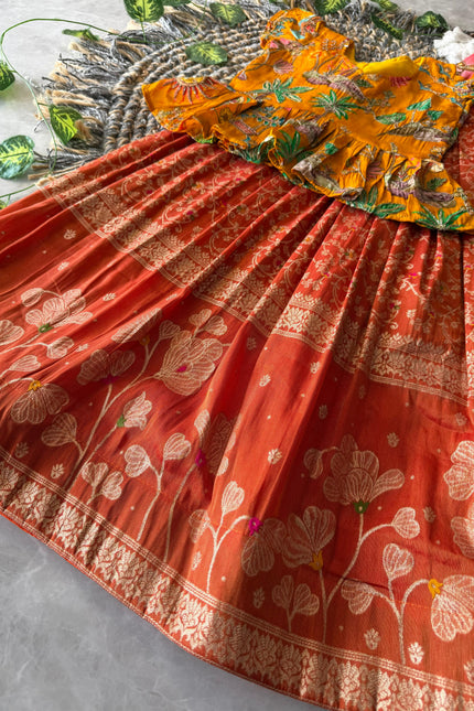 Soft Viscose tissue zari  Kids lehanga SS777