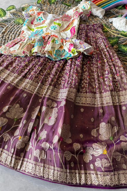 Soft Viscose tissue zari  Kids lehanga SS777