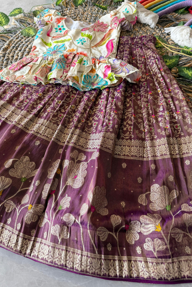 Soft Viscose tissue zari  Kids lehanga SS777