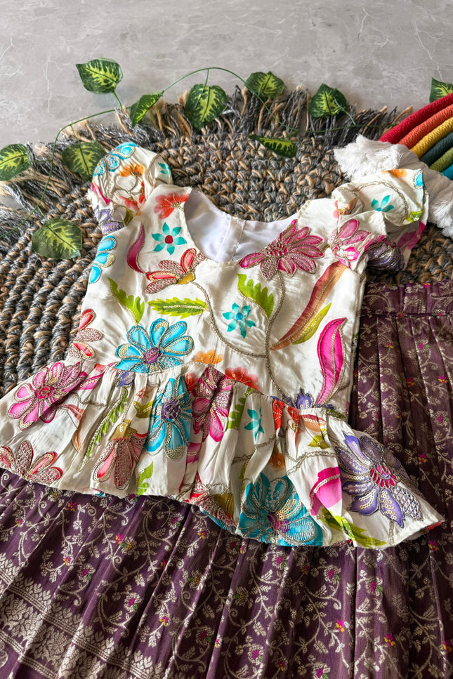 Soft Viscose tissue zari  Kids lehanga SS777