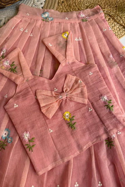 SS784 mul chanderi crop top lehnega