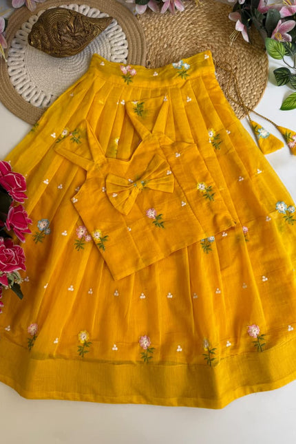 SS784 mul chanderi crop top lehnega