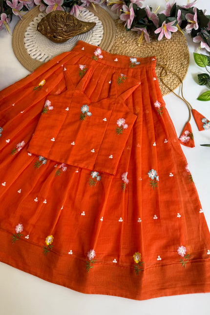 SS784 mul chanderi crop top lehnega