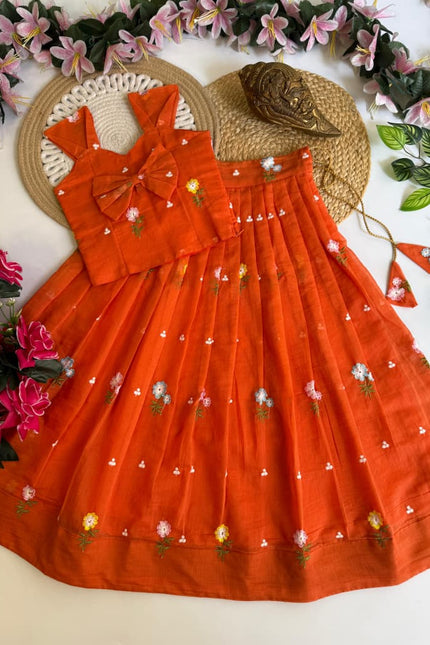 SS784 mul chanderi crop top lehnega