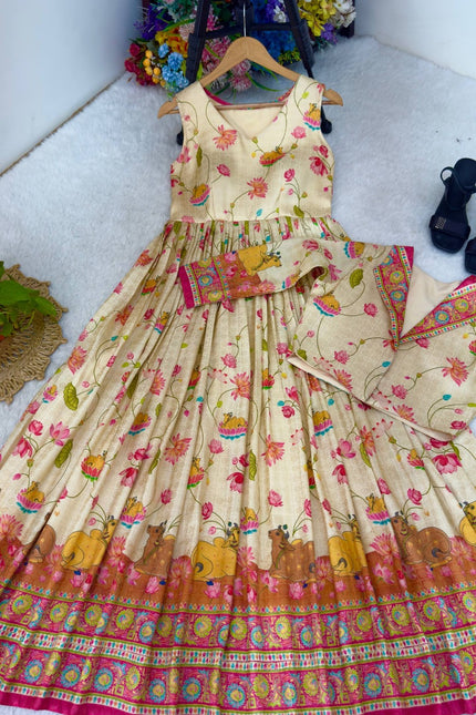 Naylon Viscos Soft Silk Jacquard Gown SS797