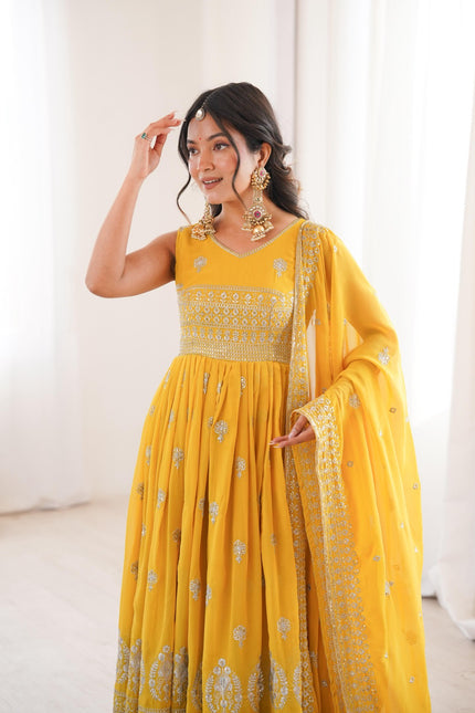 Faux Georgette Haldi special Gown SS788