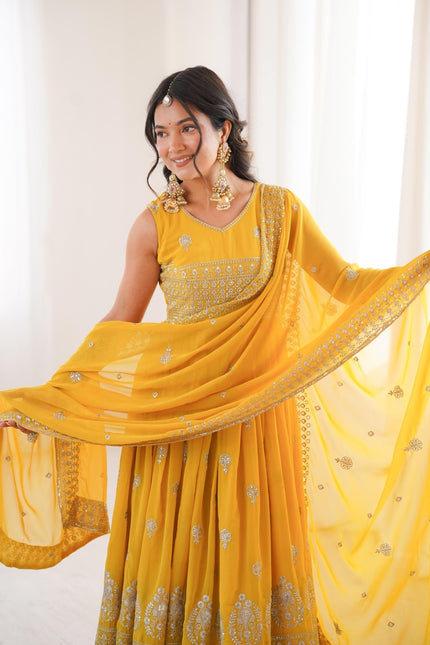 Faux Georgette Haldi special Gown SS788