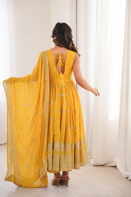 Faux Georgette Haldi special Gown SS788