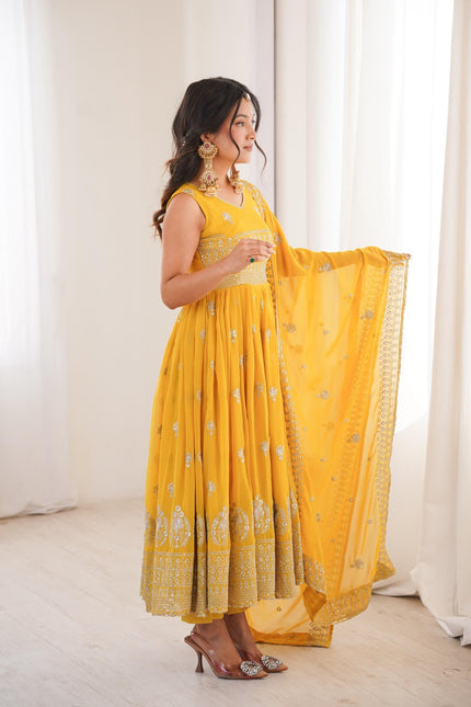Faux Georgette Haldi special Gown SS788