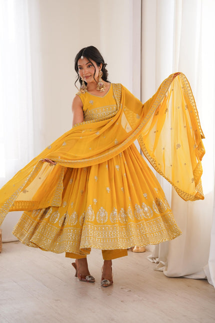 Faux Georgette Haldi special Gown SS788