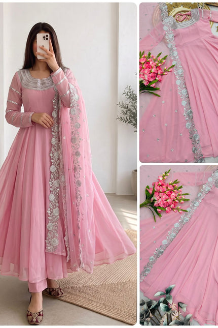 Fox Georgette Embroidery Sequins Gown SS790