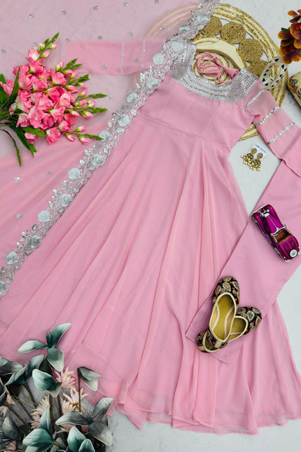 Fox Georgette Embroidery Sequins Gown SS790