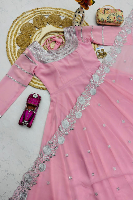 Fox Georgette Embroidery Sequins Gown SS790