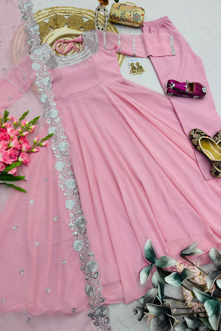 Fox Georgette Embroidery Sequins Gown SS790