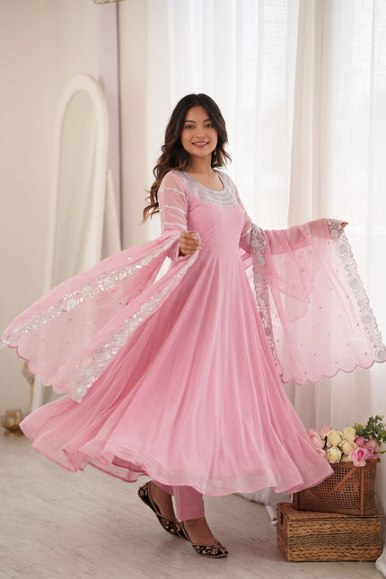 Fox Georgette Embroidery Sequins Gown SS790