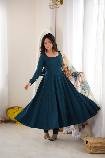 Pure Romansilk Fabric Fully Flare Anarkali SS796