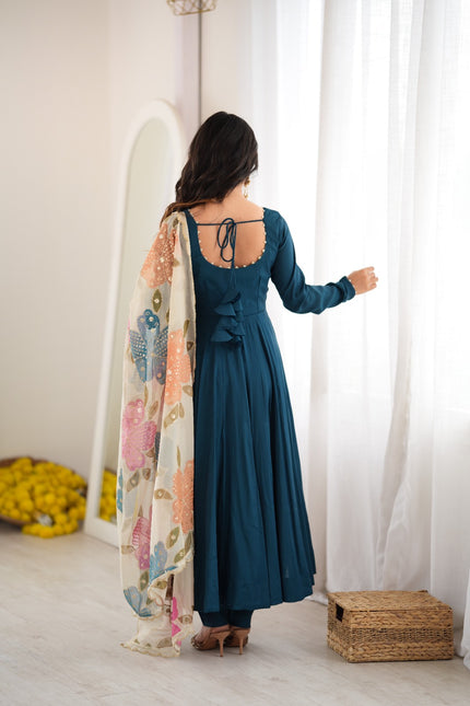Pure Romansilk Fabric Fully Flare Anarkali SS796