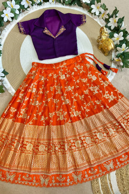 Royal Trio Contrast Kids Lehenga-Choli  SS796