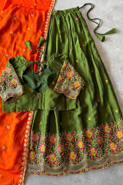 FLORAL Theme Lehenga With Cutdana work Duppta  SS799