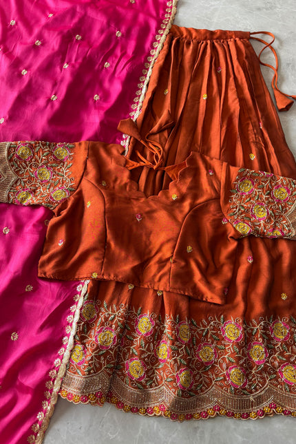 FLORAL Theme Lehenga With Cutdana work Duppta  SS799