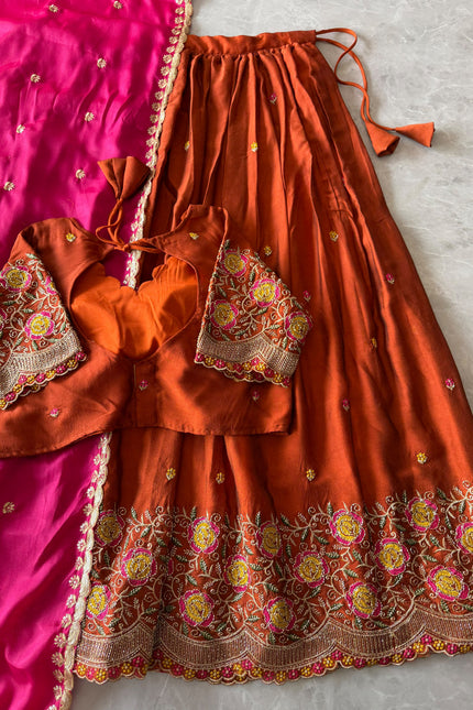 FLORAL Theme Lehenga With Cutdana work Duppta  SS799