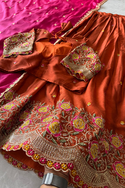 FLORAL Theme Lehenga With Cutdana work Duppta  SS799