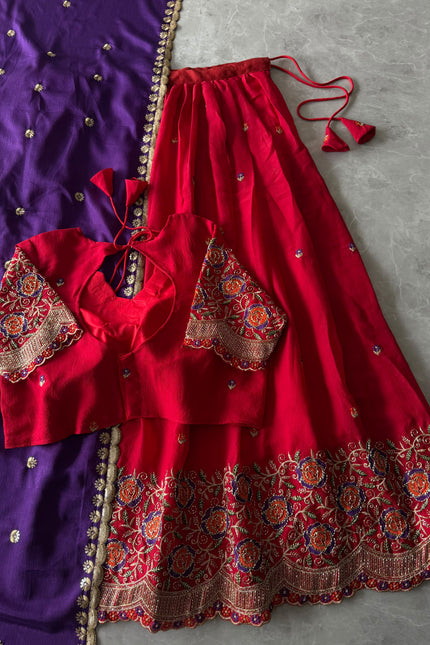 FLORAL Theme Lehenga With Cutdana work Duppta  SS799