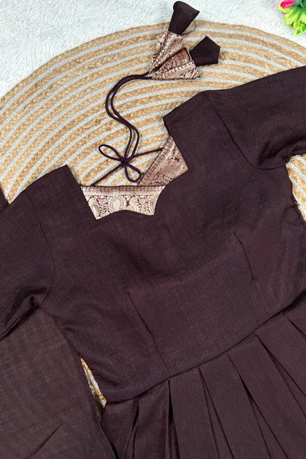 Beautifully pleated gown with  elegant festive look SS803