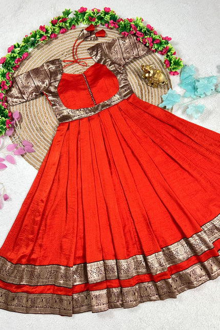 Beautifully pleated gown with  elegant festive look SS803