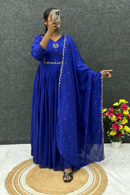 VICHITRA SILK  WITH HANDWORK NECK PATTERN SS802