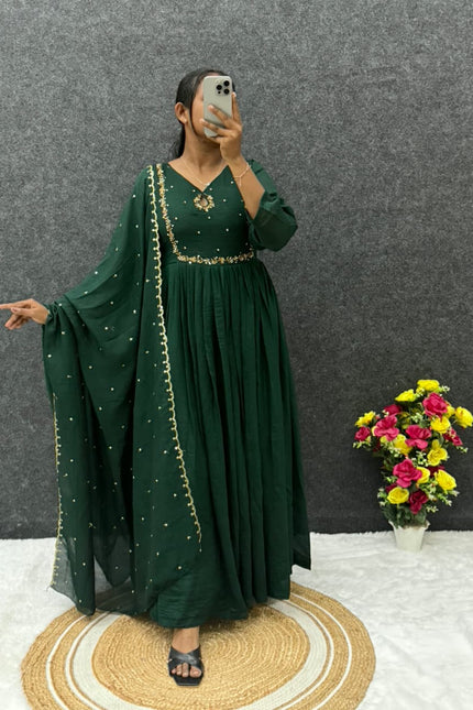 VICHITRA SILK  WITH HANDWORK NECK PATTERN SS802